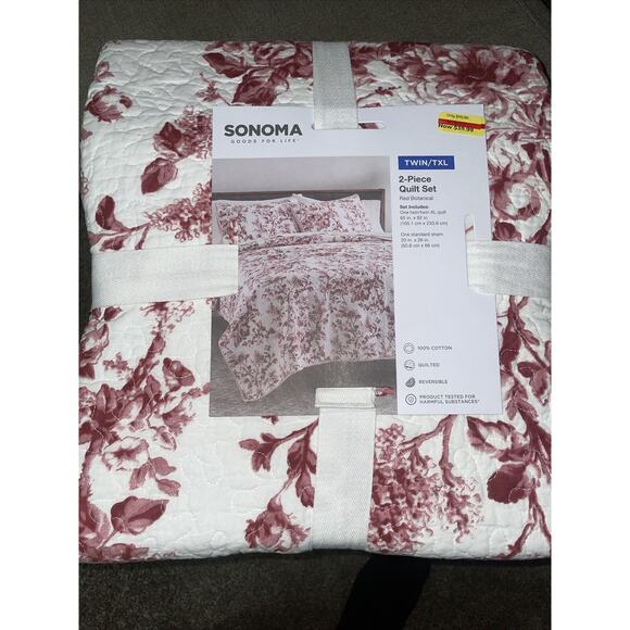 SONOMA Twin 2 PC. Quilt Set Red NEW with Standard Sham - Picture 1 of 6